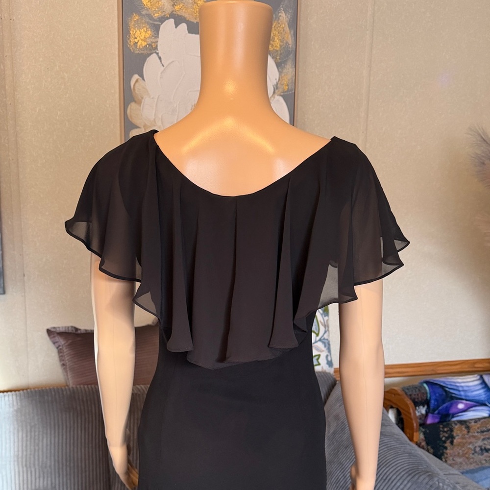 Black Ruffle-Front Women’s Dress - Picture 7 of 15